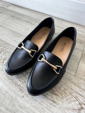 Michael by Michael Shannon Black Horsebit Loafers Gold Hardware Size 6